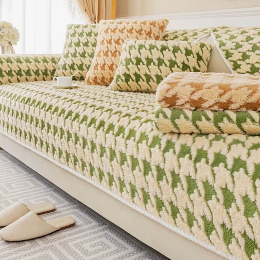 Houndstooth plüss szőnyeg Bútorvédő csúszásgátló kanapéhuzat